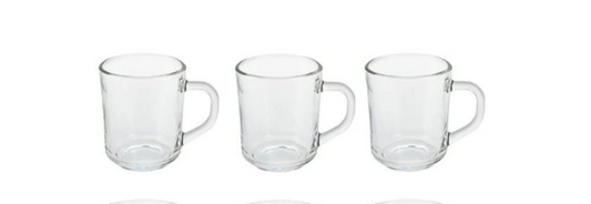 Glass Coffee Mugs x 3